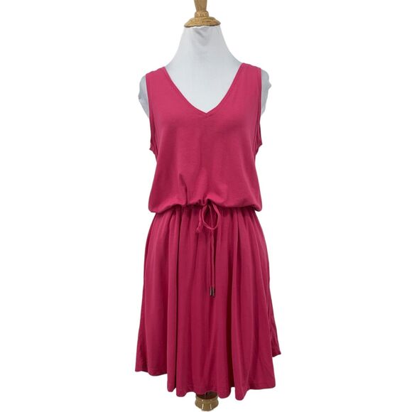 Sweaty Betty Tank Dress Women XS Pink Take It Easy Drop Waist Stretch Tie V Neck - Picture 1 of 16